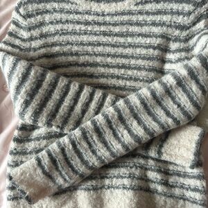 Madewell Gray and Cream Striped Sweater